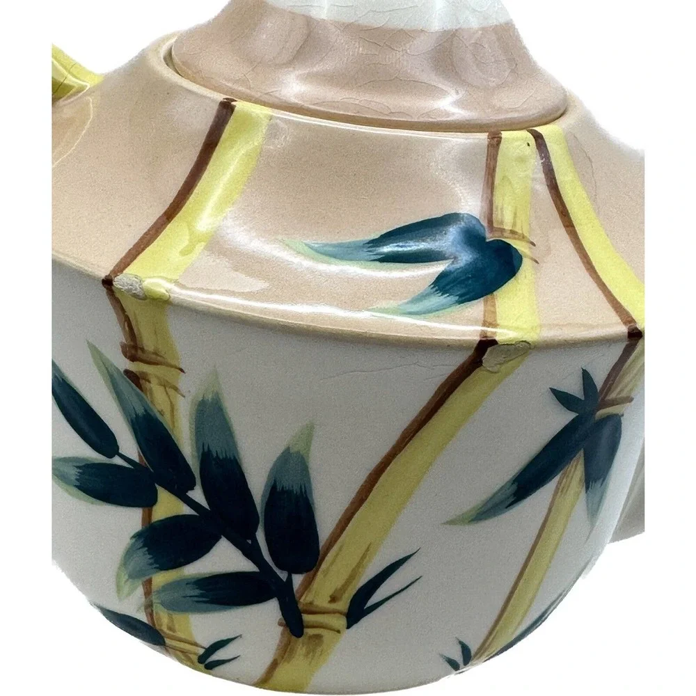 Weil Ware California‎ Pottery PINK MALAY BAMBOO Teapot With Lid Vintage MCM